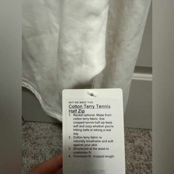 Lulu Lemon Large White Cotton Terry Tennis Half Zip Sweatshirt. 🐼⚡️ - Picture 4 of 4